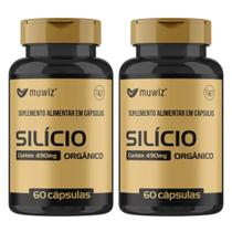 Kit 2x Frascos Silício Orgânico Muwiz 490MG 60 Cápsulas Fortalecimento, Crescimento e Firmeza do Cabelo, Pele e Unhas Kit 2x Frascos Silício Orgânico Muwiz 490MG 60 Cápsulas Fortalecimento, Crescimento e Firmeza do Cabelo, Pele e Unhas