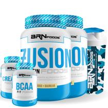Kit 2x Fusion Protein 900g + BCAA 100g + Creatina 100g + Coqueteleira - BRNFOODS