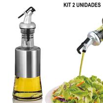 Kit 2X Galheteiro De Vidro E Aço Inox 200Ml Com Bico Dosador Kit 2X Galheteiro De Vidro E Aço Inox 200Ml Com Bico Dosador