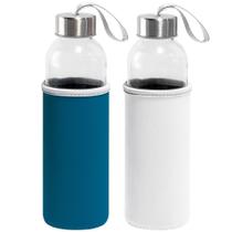 Kit 2x Garrafa de Vidro 520 ml Soft TopGet Azul e Branco