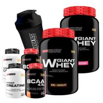 Kit 2x Giant Whey 900g + 2x BCAA 4,5 100g + 2x Creatinas 100g + Coq - Bodybuilders