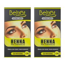 kit 2x henna para sobrancelha beltrat uso profissional maior rendimento 1,25g - castanho médio