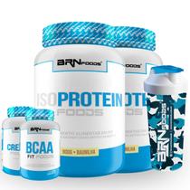 Kit 2x Iso Protein 900g + Bcaa 100g + Creatina 300g+ Coqueteleira 600ml- BRN FOODS