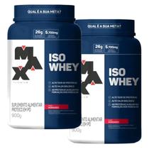 Kit 2x Iso Whey Protein Isolado 900g Max Titanium Morango