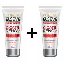 Kit 2x Leave In Tratamento Elseve LOreal Paris Cicatri Renov 50ml Plástica Capilar Sem Enxague Não Pesa Todos os Cabelos