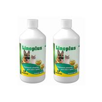 Kit 2x Linoplus 400 ml Indubras Suplemento Para Cães e Gatos