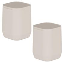 Kit 2X Lixeira Banheiro Cozinha Colante Ou Bege - 6L Kit 2X Lixeira Banheiro Cozinha Colante Ou Bege - 6L
