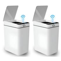 Kit 2x Lixeiras Automáticas 12L Sensor 3 Funções Sem Contato Hermética Higiene Branco Preto e Cinza