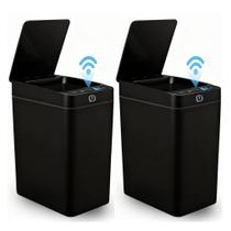 Kit 2x Lixeiras Automáticas 12L Sensor 3 Funções Sem Contato Hermética Higiene Branco Preto e Cinza