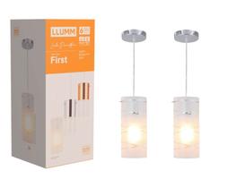 Kit 2x Luminária Moderna Pendente De Teto First Gelo 1 Luz E27 Sala Cozinha Llumm Bronzearte
