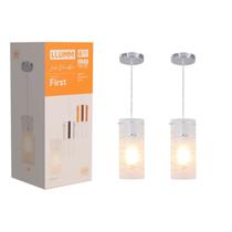 Kit 2x Luminária Moderna Pendente De Teto First Gelo 1 Luz E27 Sala Cozinha Llumm Bronzearte Kit 2x Luminária Moderna Pendente De Teto First Gelo 1 Luz E27 Sala Cozinha Llumm Bronzearte