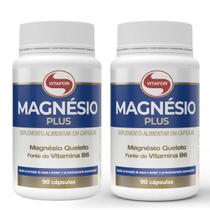 Kit 2X Magnésio Plus Vitafor com Vitamina B6 Suplemento Vegano 90 Cápsulas Alta Absorção e Desempenho