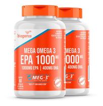 Kit 2x Mega Omega 3 Meg-3,epa1000mg Dha400mg, 60 Cps, Biogens