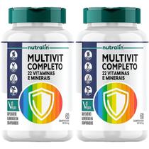 Kit 2X Multivit Completo 22 Vitaminas e Minerais Vegano - 60 Comprimidos - Nutralin