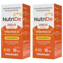 KIT 2X NutriDE Vitamina D3 2000ui em gotas 10ml - Maxinutri Sabor:Limão