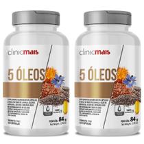 KIT 2X Óleo de Linhaça, Girassol, Cartamo, Borragem e Chia 1000mg 60 Cáps - Clinicmais