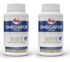 Kit 2x Ômega 3 Com 120 Cápsulas Vitafor Omegafor Plus 1000mg Sabor Sem Sabor