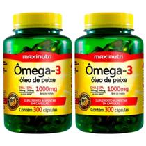 KIT 2X Ômega 3 (Óleo de Peixe 1000mg) 300 cápsulas - Maxinutri KIT 2X Ômega 3 (Óleo de Peixe 1000mg) 300 cápsulas - Maxinutri