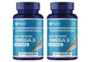 kit 2x Ômega 3 - Óleo de Peixe 1000mg - EPA 18, DHA12 120 Cápsulas Muwiz