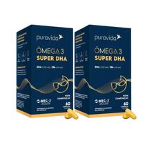 Kit 2x Ômega 3 Super Dha 1000mg Puravida 60 Cápsulas Kit 2x Ômega 3 Super Dha 1000mg Puravida 60 Cápsulas