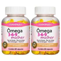 KIT 2X ômega 3,6,9 Mulher (Linhaça, Prímula e Borragem) + Vitamina E 60 cápsulas Maxinutri KIT 2X ômega 3,6,9 Mulher (Linhaça, Prímula e Borragem) + Vitamina E 60 cápsulas Maxinutri