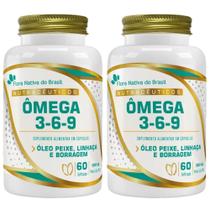 Kit 2X Ômega 3,6,9 (Óleo de peixe, linhaça e borragem) 60 cápsulas - Flora Nativa