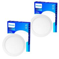 Kit 2x Painel Plafon Spot Embutir 6W Philips Redondo 3000K Kit 2x Painel Plafon Spot Embutir 6W Philips Redondo 3000K