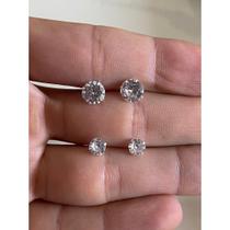 Kit 2x Pares Brinco Prata 925 - Zircônia 5mm E 7mm