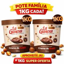 Kit 2x Pasta de Amendoim Zero Açúcar Creme de Avelã 1KG La Ganexa