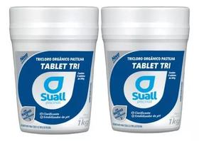 Kit 2x Pastilhas Tablet Cloro Aditivado 1kg Suall Piscinas