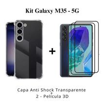 Kit 2x Película 3D de Vidro + Capa Capinha Anti Impacto Transparente Para Samsung Galaxy M35 5G Kit 2x Película 3D de Vidro + Capa Capinha Anti Impacto Transparente Para Samsung Galaxy M35 5G