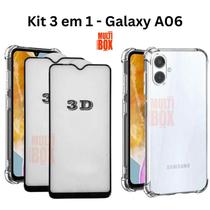 Kit 2x Películas 3D de Vidro + Capa Capinha Transparente Anti Impacto Para Samsung Galaxy A06