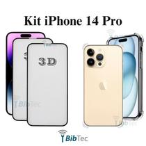 Kit 2x Películas 3D de Vidro + Capa Capinha Transparente para Iphone 14 Pro