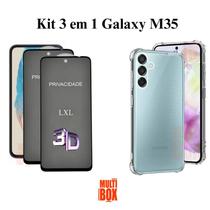 Kit 2x Películas 3D de Vidro Privacidade + 1UN Capa Transparente para Samsung Galaxy M35 - LXL