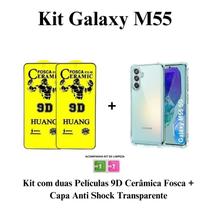 Kit 2x Películas de Cerâmica Fosca + 1UN Capinha Transparente para Galaxy M55