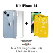 Kit 2x Películas de Cerâmica Fosca + Capa Capinha Transparente para Iphone 14