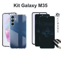 Kit 2x Películas Fosca Privacidade + Capa Anti Choque Transparente para Samsung Galaxy M35 - HUANG