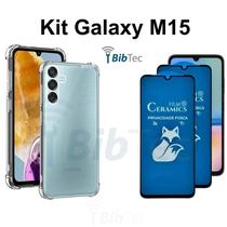 Kit 2x Películas Fosca Privacidade + Capa Capinha Transparente para Samsung Galaxy M15