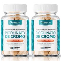 kit 2x Picolinato de Cromo - 60 Comprimidos com Cálcio, Auxilia no Metabolismo de Proteínas, Carboidratos e Gorduras, Livre de Glúten