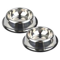 Kit 2x Pote de Ração e Tigela de Água Vasilha Inox 250ml Antiderrapante Pet Cão & Gato