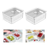 Kit 2x Potes Organizador De Geladeira Verduras Frutas Clear