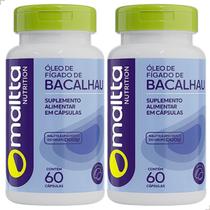 Kit 2x Potes Suplemento Óleo de Fígado de Bacalhau 120 Cápsulas Gelatinosas Ômega 3 Rico em EPA DHA