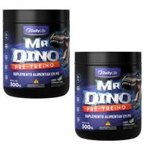 Kit 2x Pre Treino Mr Dino Suplemento em Po Arginina Taurina Tirosina Cafeina Pre-Workout 300g - Daily Life