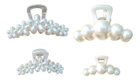 Kit 2x Prendedor De Cabelo Piranha Pérola Moda