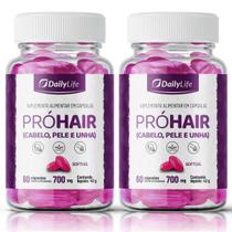 kit 2x Pró Hair Com Biotina, Zinco, Silício e Óleo de Semente de Uva 60 Cápsulas Softgel kit 2x Pró Hair Com Biotina, Zinco, Silício e Óleo de Semente de Uva 60 Cápsulas Softgel
