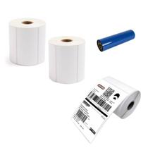 Kit 2x Rolos Com 200 Etiquetas 10x15 + 1 Ribbon Cera Para Impressora Térmica E-commerce - Envio Certo