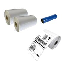 Kit 2x Rolos Com 500 Etiquetas 10x15 + 1 Ribbon Cera Para Impressora Térmica E-commerce