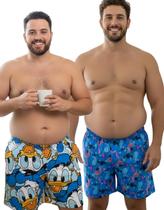Kit 2x Samba Canção Roupa De Dormir Pijama Masculino Plus Size Estampa Personagens Kit 2x Samba Canção Roupa De Dormir Pijama Masculino Plus Size Estampa Personagens