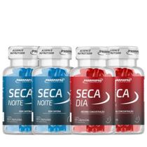 Kit 2x Seca Dia Pharmapro 60 Cápsulas Cada e 2x Seca Noite Pharmapro 60 Cápsulas Cada Suplemento alimentar Termogênico Com e Sem Cafeína