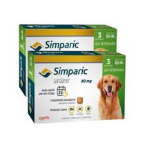 Kit 2x Simparic antipulgas para Cães de 20,1 a 40Kg - 80mg - cx com 3 compr - Zoetis